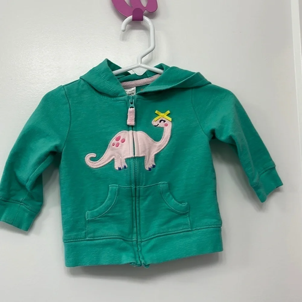 CARTER’S GREEN SWEATSHIRT with a cute Pink DINO size 9 months